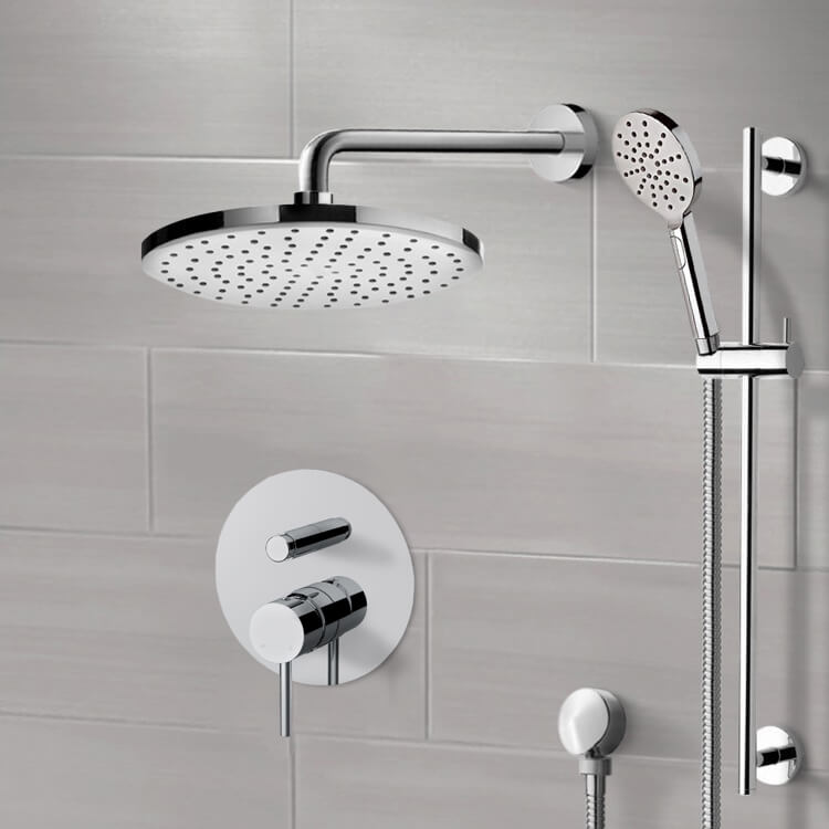 Chrome Shower Set With Rain Shower Head and Hand Shower