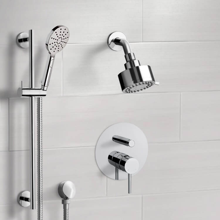 Chrome Shower Set with Multi Function Shower Head and Hand Shower