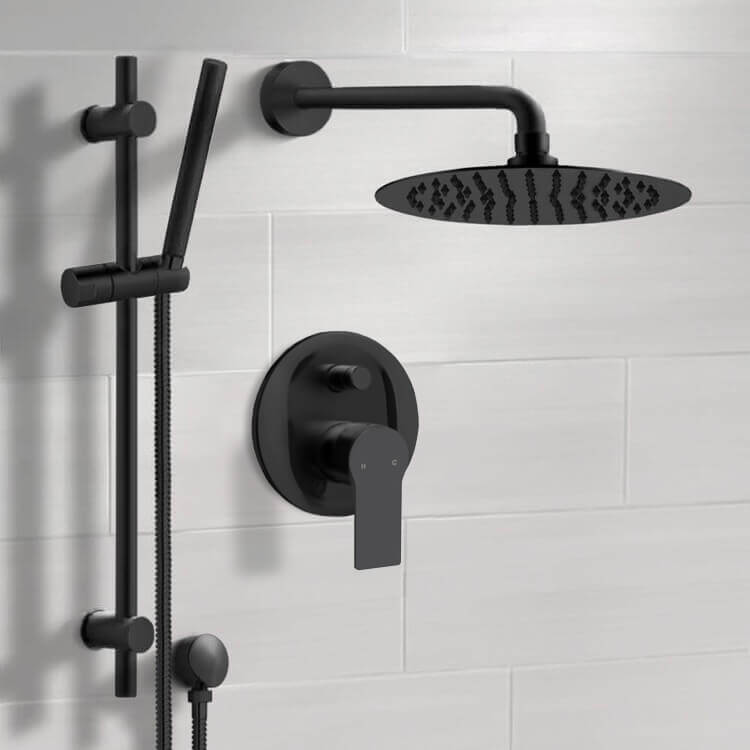 Matte Black Shower Set With Rain Shower Head and Hand Shower