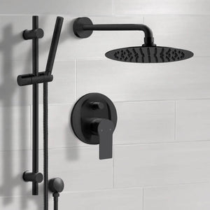 Matte Black Shower Set With Rain Shower Head and Hand Shower