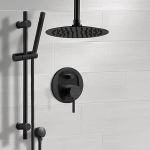 Matte Black Shower Set With Rain Ceiling Shower Head and Hand Shower