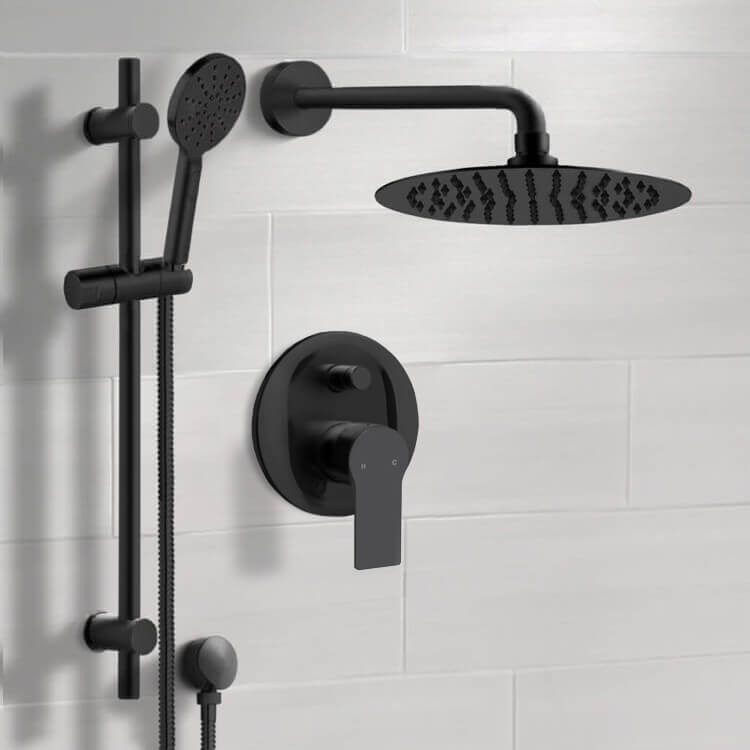 Matte Black Shower Set With Rain Shower Head and Hand Shower
