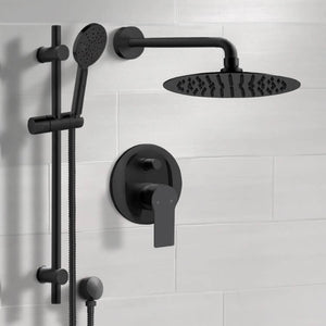 Matte Black Shower Set With Rain Shower Head and Hand Shower