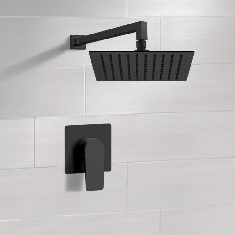 Matte Black Shower Faucet with Rain Shower Head