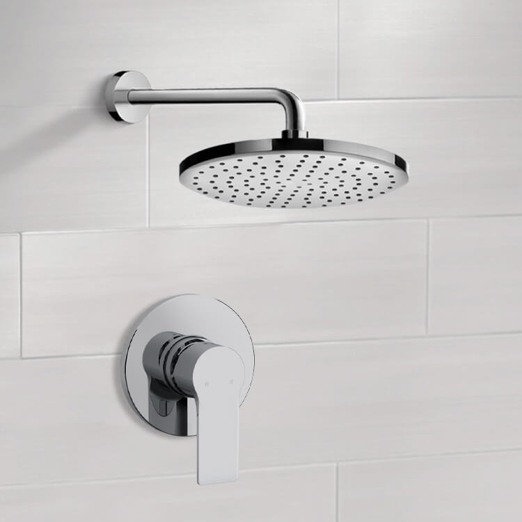 Chrome Shower Faucet Set With Rain Shower Head