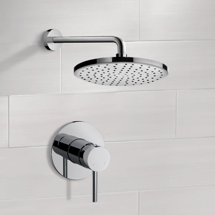 Chrome Shower Faucet Set With 10" Rain Shower Head