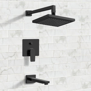Matte Black Tub and Shower Faucet Sets with 8" Rain Shower Head