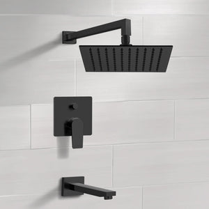 Matte Black Tub and Shower Set With 10" Rain Shower Head