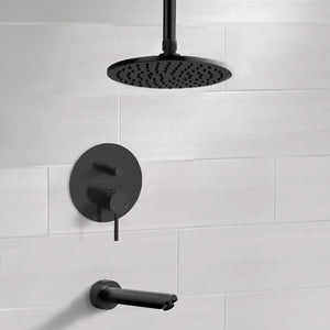 Matte Black Tub and Shower Faucet Set With 8" Rain Ceiling Shower Head