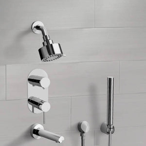Chrome Tub and Shower System with Multi Function Shower Head and Hand Shower