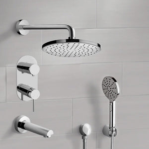 Chrome Tub and Shower System With 8" Rain Shower Head and Hand Shower