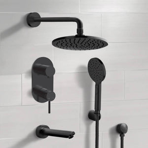 Matte Black Tub and Shower System With 8" Rain Shower Head and Hand Shower