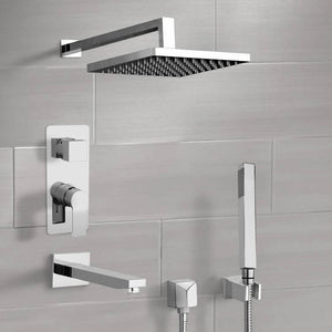 Chrome Tub and Shower System With 10" Rain Shower Head and Hand Shower