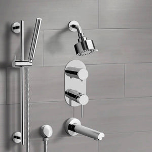 Chrome Tub and Shower Set with Multi Function Shower Head and Hand Shower