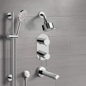 Chrome Tub and Shower Set with Multi Function Shower Head and Hand Shower