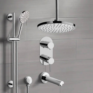 Chrome Tub and Shower Set With 10" Rain Ceiling Shower Head and Hand Shower