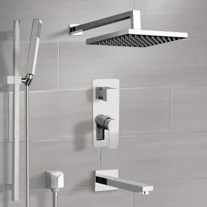 Chrome Tub and Shower Set With 8" Rain Shower Head and Hand Shower
