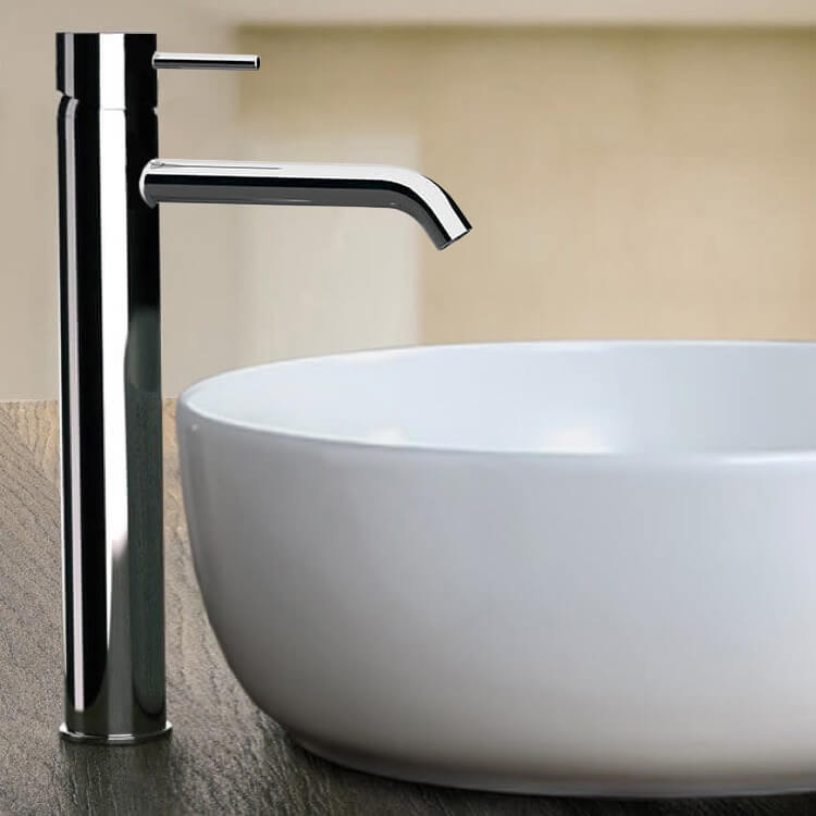 Chrome Round Vessel Sink Faucet