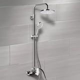 Chrome Exposed Pipe Shower System with 8" Rain Shower Head and Hand Shower