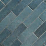 Renzo denim 3x12 glossy ceramic blue wall tile NRENDEN3X12 product shot multiple tiles angle view #Size_3"x12"