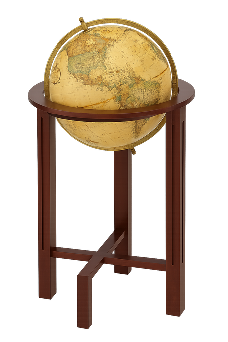 🌍 Replogle 16" World Classic Beige Antiqued Globe with Solid Wood Stand

