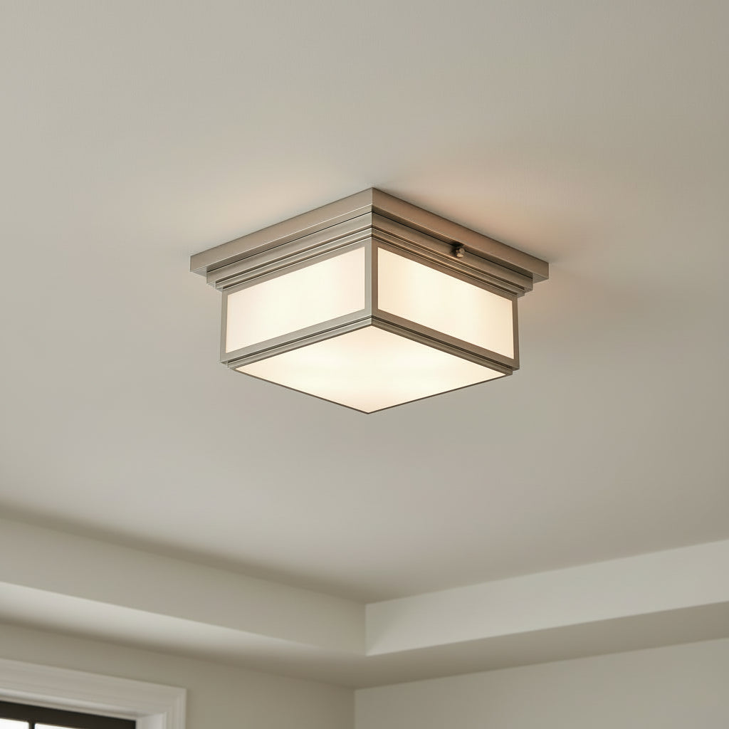 Restoration Hardware Dalton Large Flushmount Ceiling Light in Satin Nickel – 17"