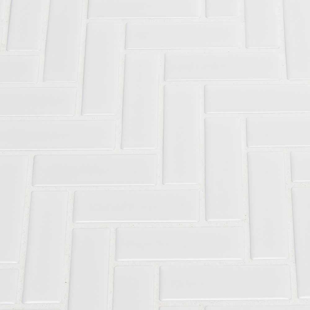 Retro bianco herringbone 12.75X12.88 porcelain mesh mounted mosaic tile SMOT-PT-RETBIA-HB product shot multiple tiles angle view