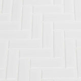 Retro bianco herringbone 12.75X12.88 porcelain mesh mounted mosaic tile SMOT-PT-RETBIA-HB product shot multiple tiles angle view