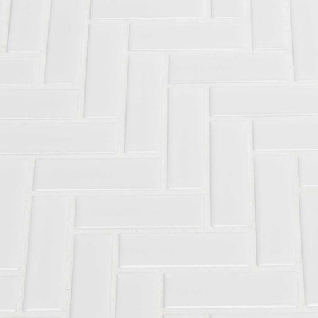 Retro bianco herringbone 12.75X12.88 porcelain mesh mounted mosaic tile SMOT-PT-RETBIA-HB product shot multiple tiles angle view
