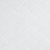 Retro Scallop Bianco Porcelain Mesh-Mounted Mosaic Tile 9.96" x 13.11" Glossy -MSI Collection DOMINO WHITE GLOSSY SCALLOP MOSAIC (BOX OF 15 PCS) (Case)