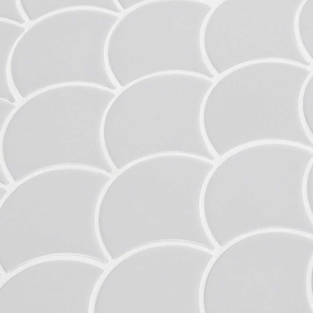 Retro tgray scallop 9.96X13.11 porcelain mesh mounted mosaic Tile SMOT-PT-RETGRA-SCALOP product shot multiple tiles angle view