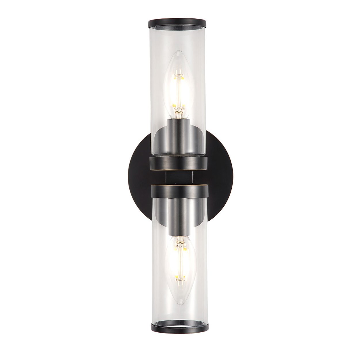 Alora WV309002UBCG REVOLVE WALL VANITY 2 LIGHT URBAN BRONZE CLEAR GLASS