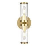 Alora WV309002NBCG REVOLVE WALL VANITY 2 LIGHT NATURAL BRASS CLEAR GLASS