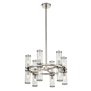Alora CH309066PNCG REVOLVE CHANDELIER 12 LIGHT POLISHED NICKEL CLEAR GLASS