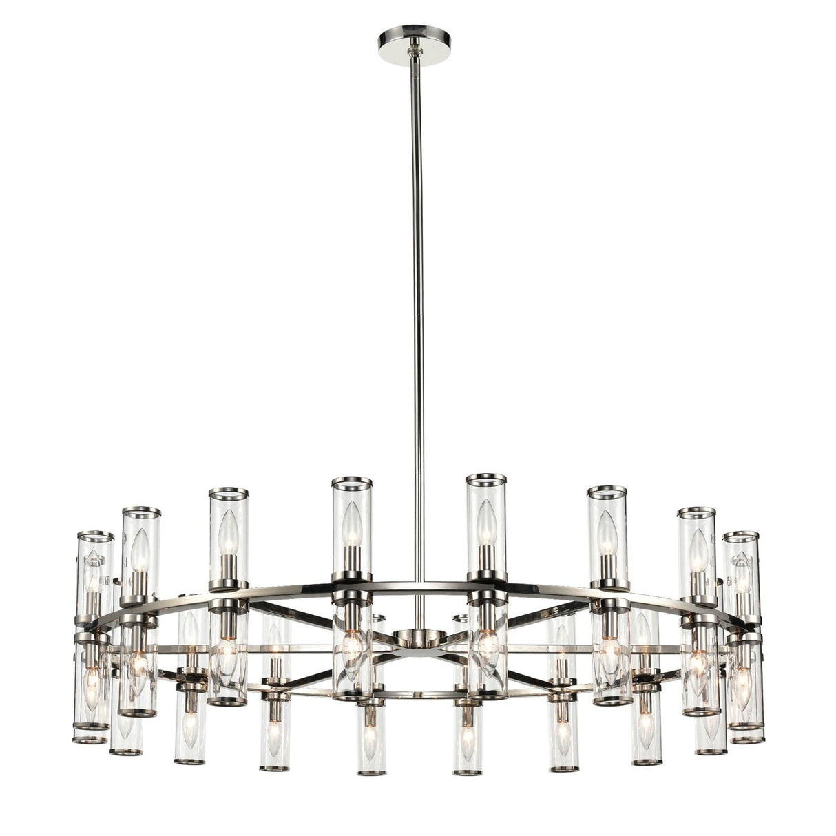 Alora CH309036PNCG REVOLVE CHANDELIER 36 LIGHT POLISHED NICKEL CLEAR GLASS