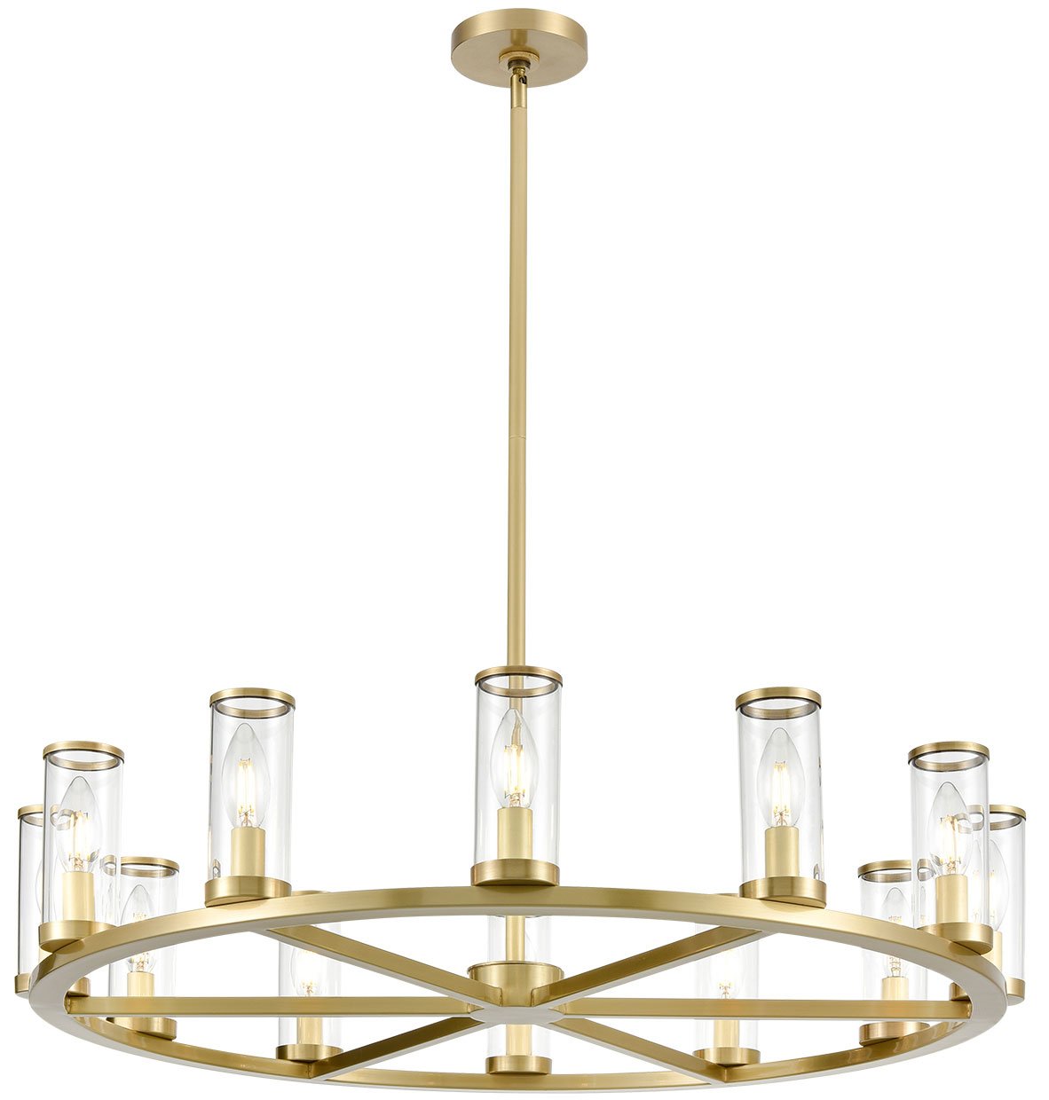 Alora CH309012NBCG REVOLVE CHANDELIER 12 LIGHT NATURAL BRASS CLEAR GLASS