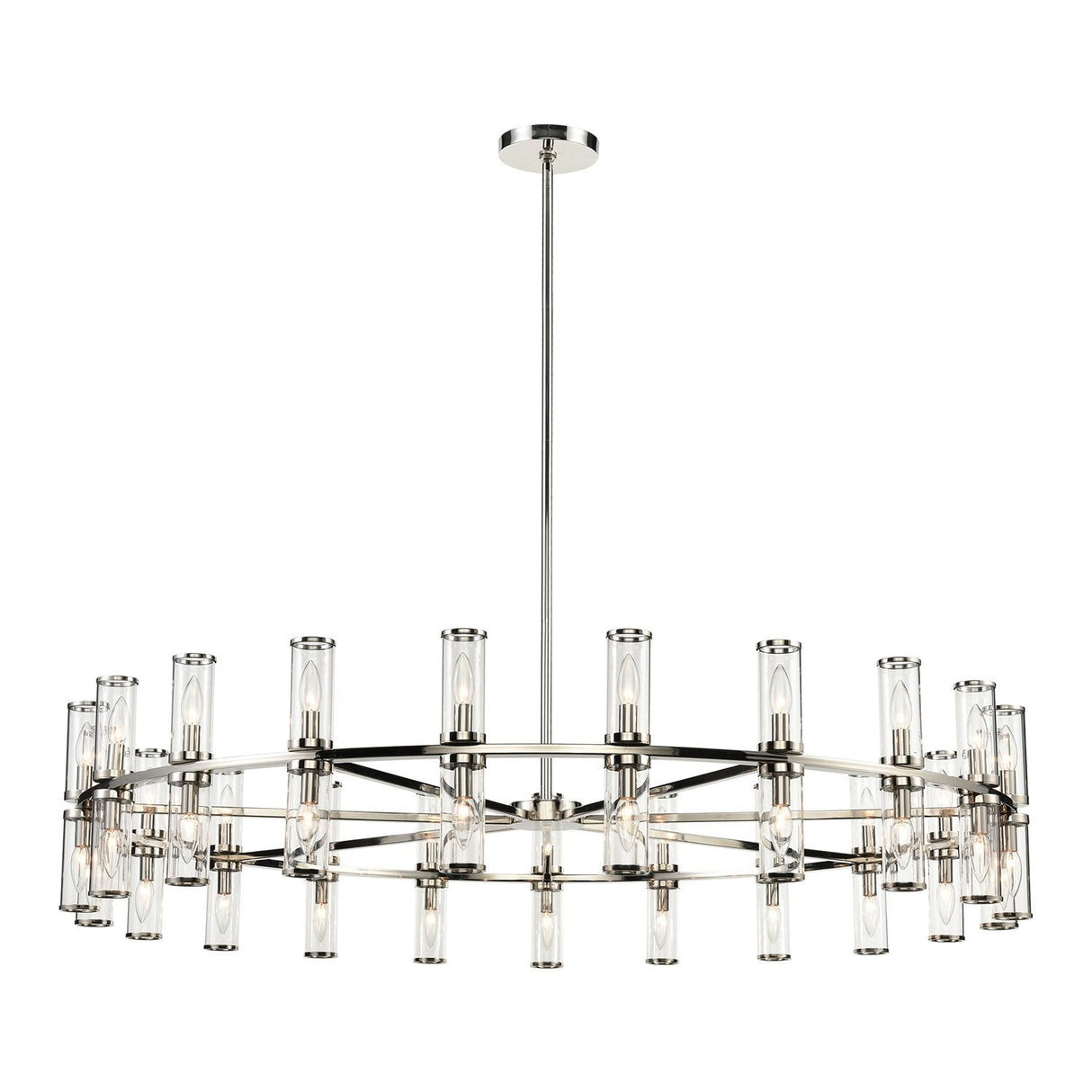 Alora CH309042PNCG REVOLVE CHANDELIER 42 LIGHT POLISHED NICKEL CLEAR GLASS