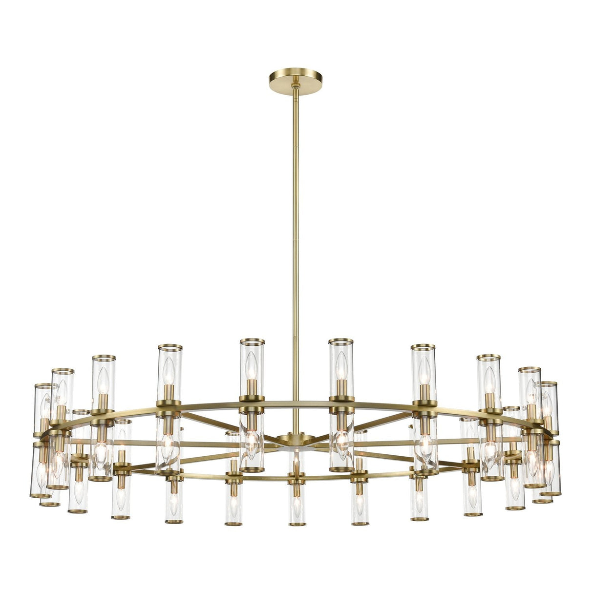 Alora CH309042NBCG REVOLVE CHANDELIER 42 LIGHT NATURAL BRASS CLEAR GLASS