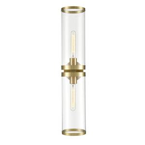 Alora WV311602NBCG REVOLVE II WALL VANITY 2 LIGHT NATURAL BRASS CLEAR GLASS