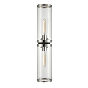 Alora WV311602PNCG REVOLVE II WALL VANITY 2 LIGHT POLISHED NICKEL CLEAR GLASS