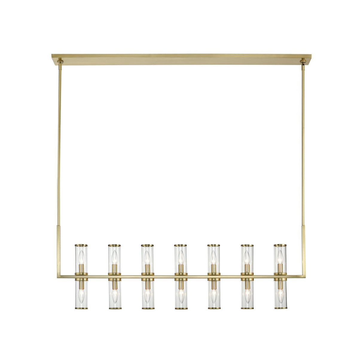 Alora LP309007NBCG REVOLVE LINEAR PENDANT 7 LIGHT NATURAL BRASS CLEAR GLASS