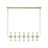 Alora LP309007NBCG REVOLVE LINEAR PENDANT 7 LIGHT NATURAL BRASS CLEAR GLASS