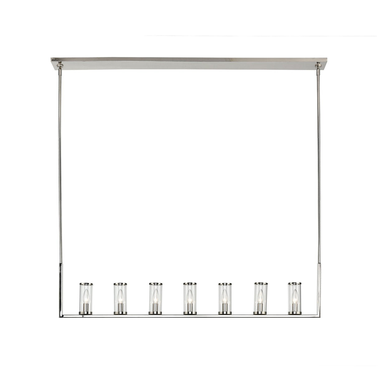 Alora LP309007PNCG REVOLVE LINEAR PENDANT 7 LIGHT POLISHED NICKEL CLEAR GLASS