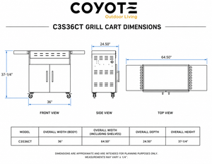 Coyote C3S36CT Cart for 36" CL or SL-Series Grill, Stainless Steel - image 2