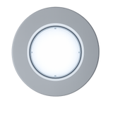 Round light fixture with a gray rim on a white background