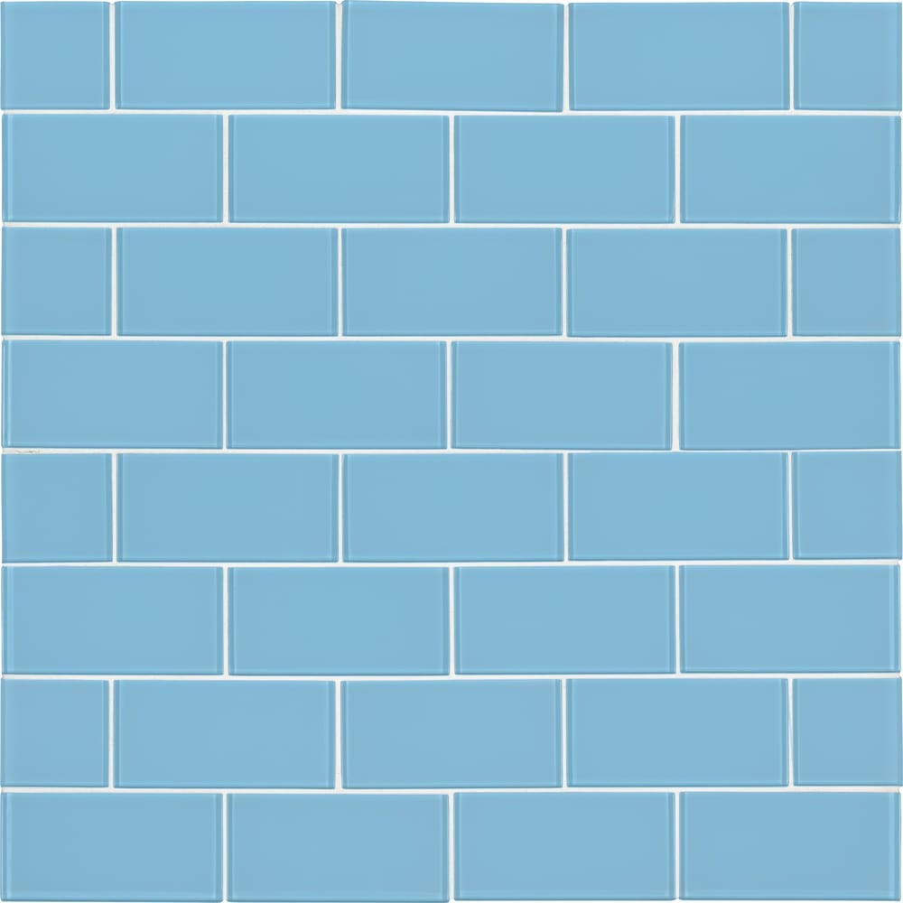 Royal azure 3x6 glossy glass blue subway tile SMOT-GL-T-ROYAZU36 product shot multiple tiles wall view1 #Size_3"x6"