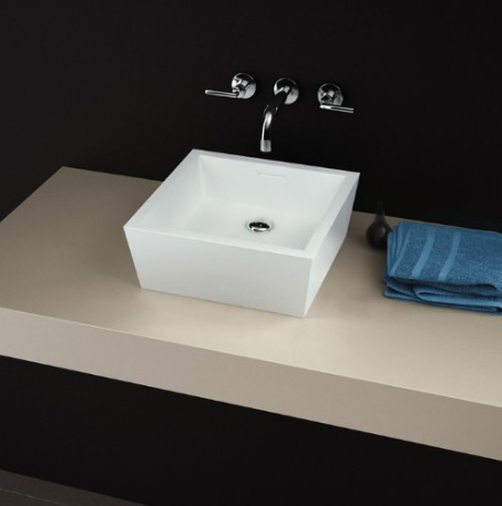Blu Bathworks SA0209-01G Square countertop blu stone basin with integral overflow