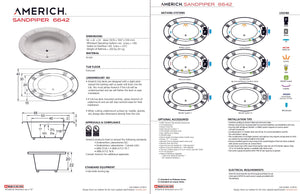 Americh SP6642TA5-BI Sandpiper 6642 - Tub Only / Airbath 5 - Biscuit