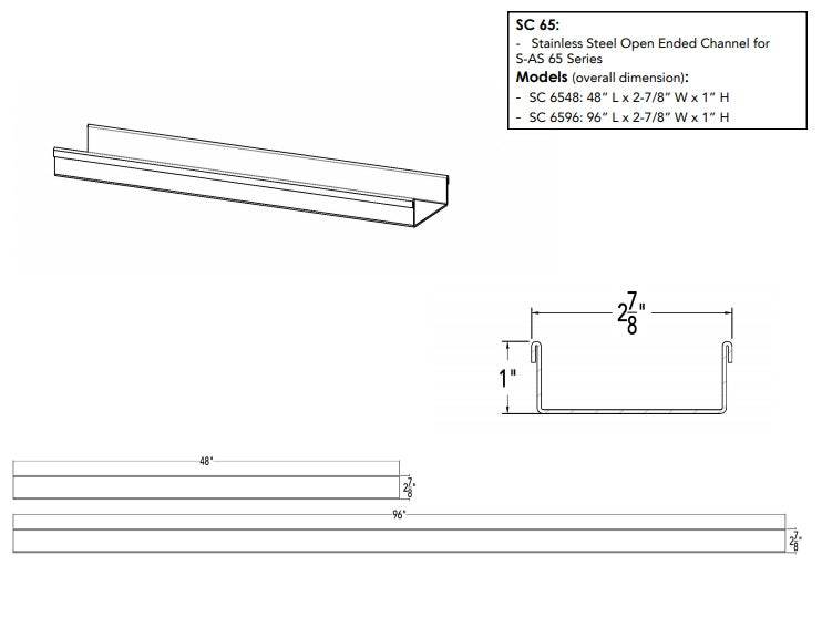 Infinity Drain SC 6596 96" SC Channel 1" High