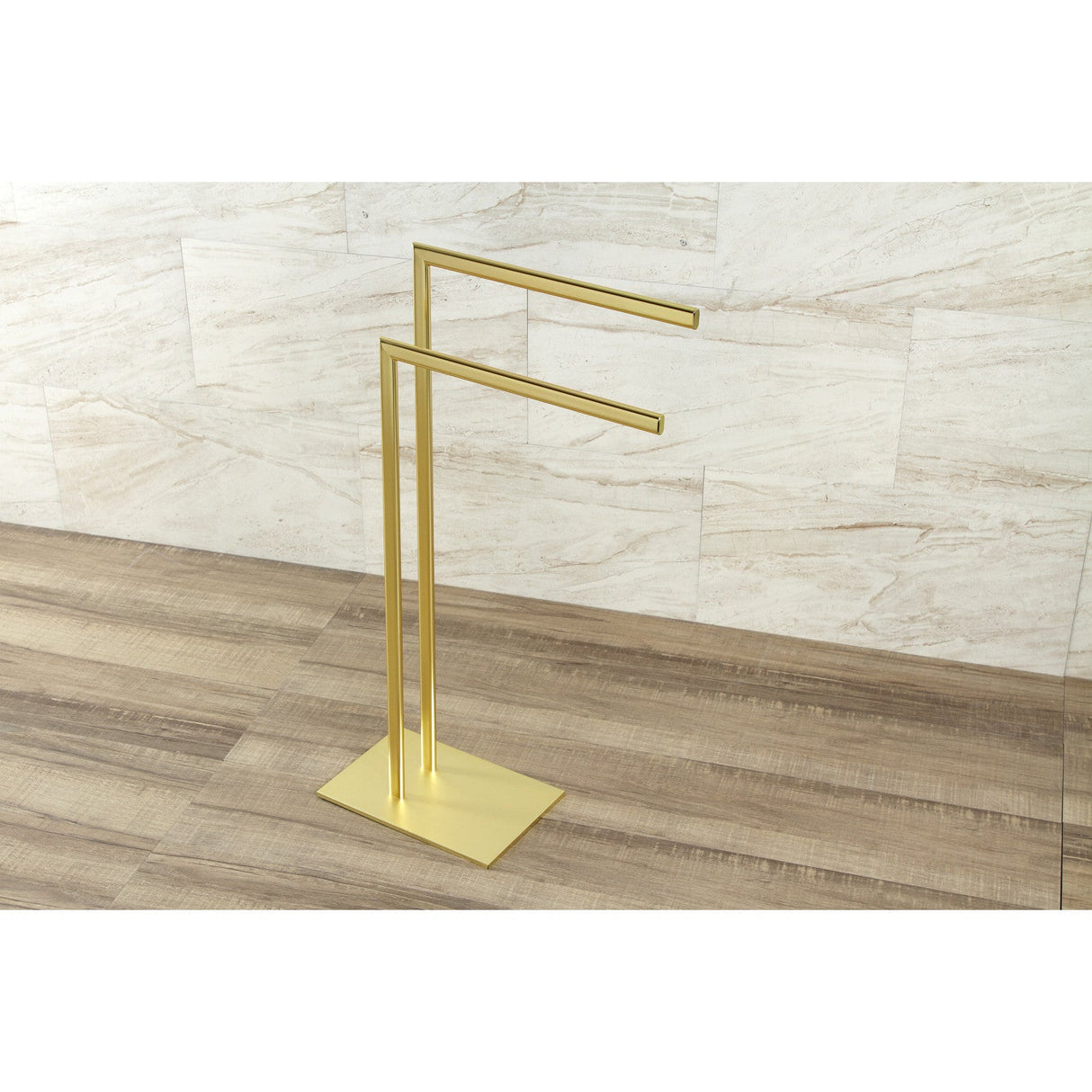 Edenscape SCC3097 Freestanding Dual Towel Rack, Brushed Brass